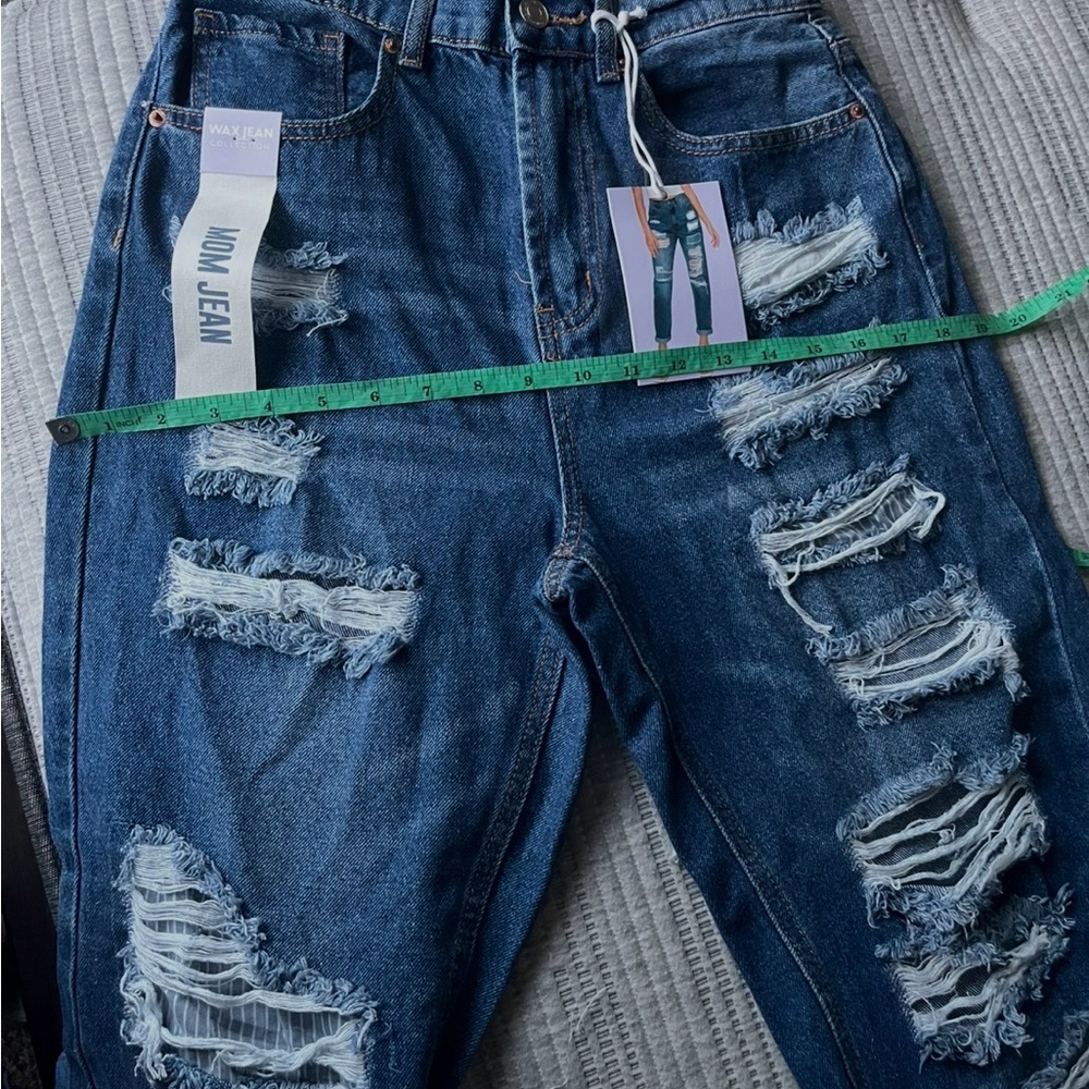 Wax Jean Women’s Dark Blue Distressed Relaxed Jeans